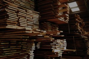 Oak boards stacked to be air dried and naturally seasoned for approx. 1 year per 25mm thickness.
